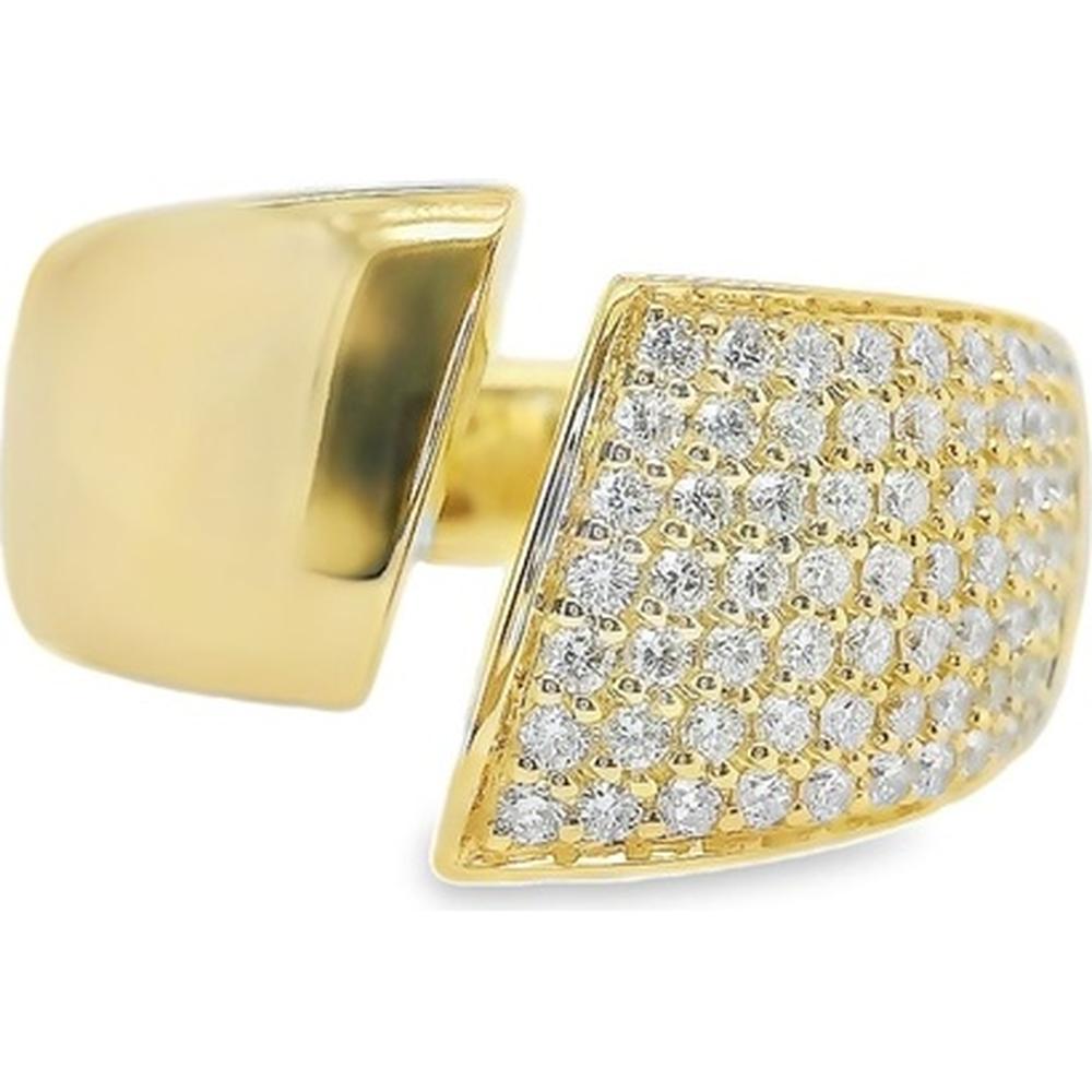 18K Yellow Gold Open Ring with Pavé Set Round Diamonds by Afarin