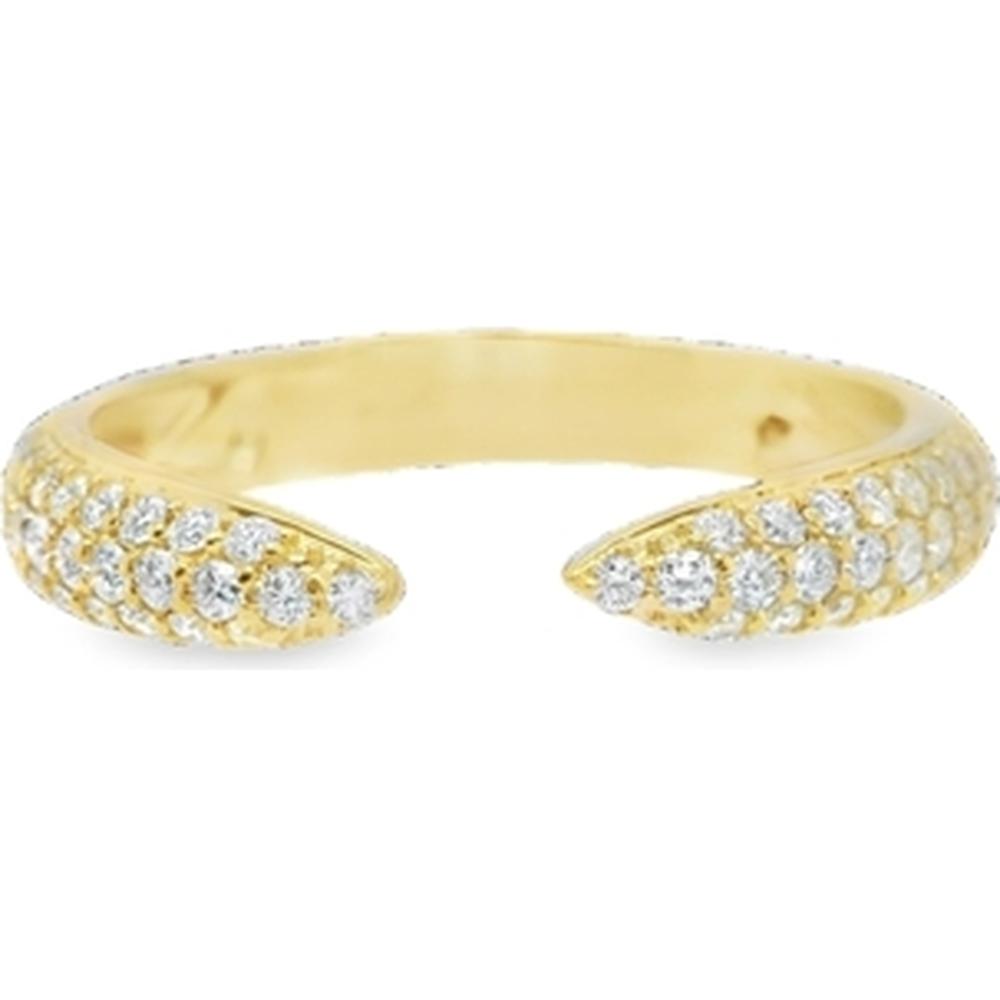 18K Yellow Gold Open Ring with Pavé Set Round Diamonds by Afarin