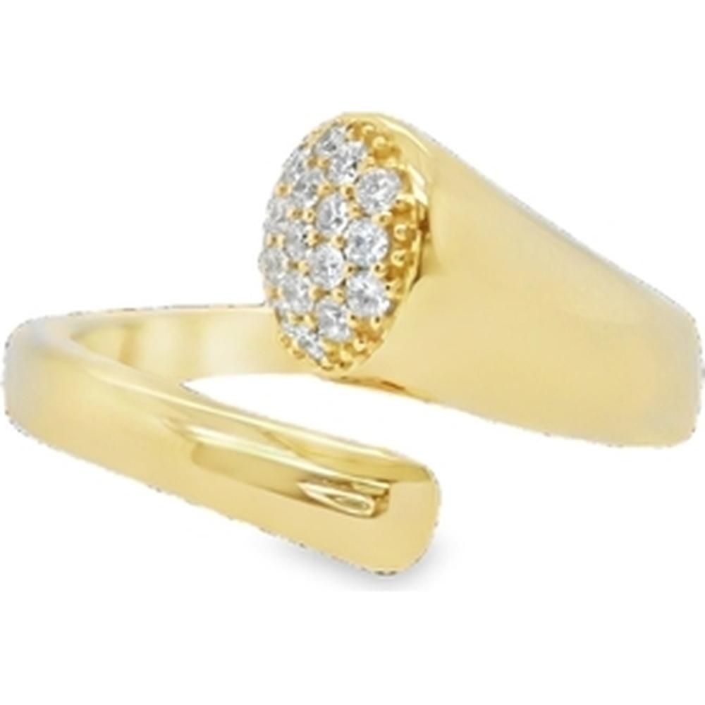 18K Yellow Gold Open Ring with Pavé Set Round Diamonds by Afarin