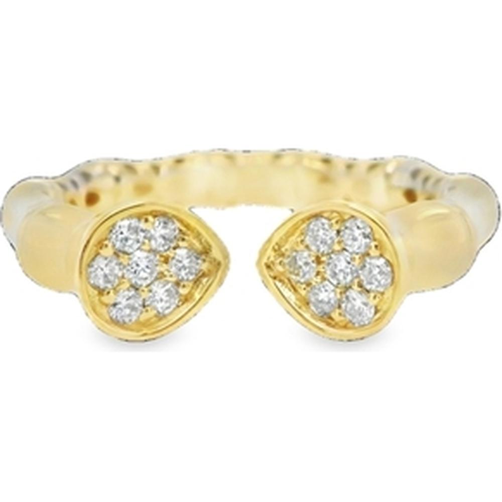 18K Yellow Gold Open Ring with Pear-Shaped Diamond Cluster Motifs by Afarin