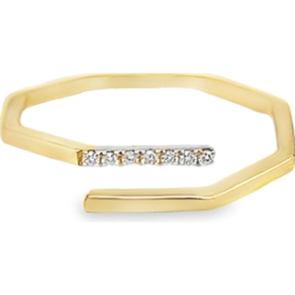 18K Yellow Gold Open Ring with Round Diamond Accent by Afarin
