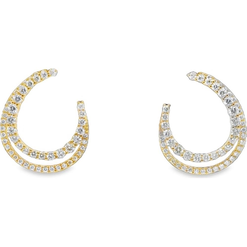 18K Yellow Gold Open Silhouette Diamond Earrings by Afarin