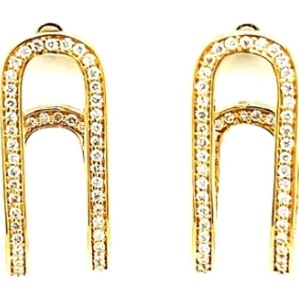 18K Yellow Gold Open Silhouette Diamond Earrings by Afarin