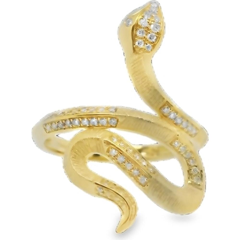 18K Yellow Gold Open Snake Ring with Diamond Accents by Afarin