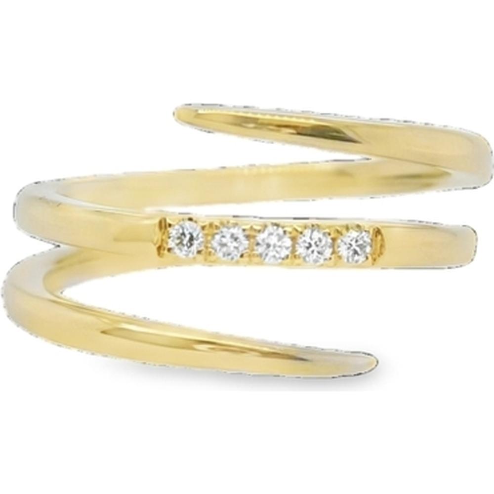 18K Yellow Gold Open Spiral Ring with Round Diamonds by Afarin
