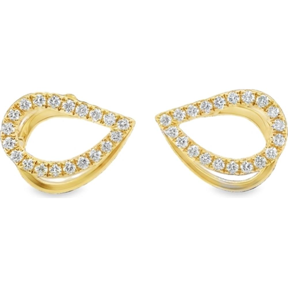 18K Yellow Gold Open Teardrop Diamond Stud Earrings by Afarin
