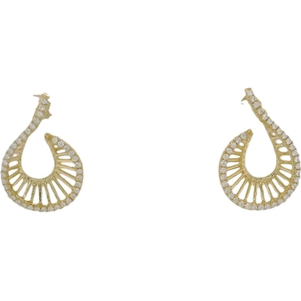 18K Yellow Gold Open Teardrop Drop Earrings with Diamond Accents by Afarin
