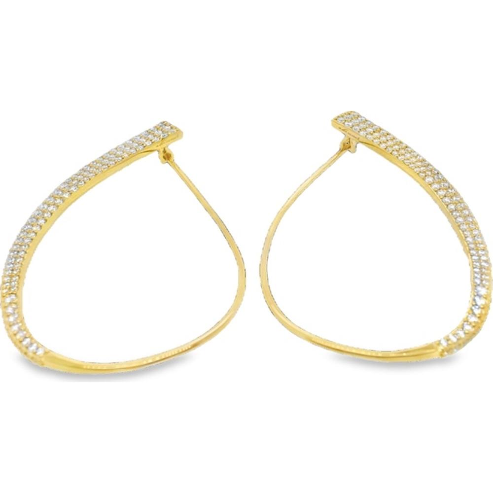 18K Yellow Gold Open Teardrop Drop Earrings with Diamonds by Afarin