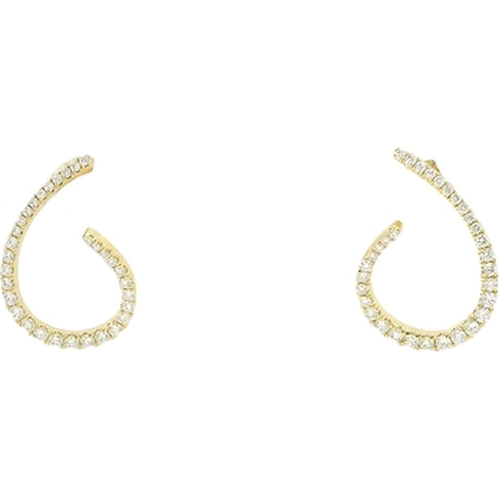 18K Yellow Gold Open Teardrop Drop Earrings with Front-Facing Diamonds by Afarin
