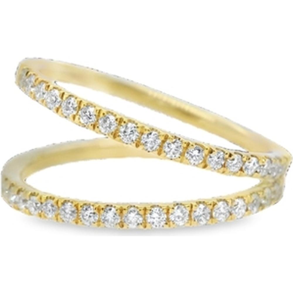 18K Yellow Gold Open Wrap Diamond Ring with Pavé-Set Round Diamonds by Afarin
