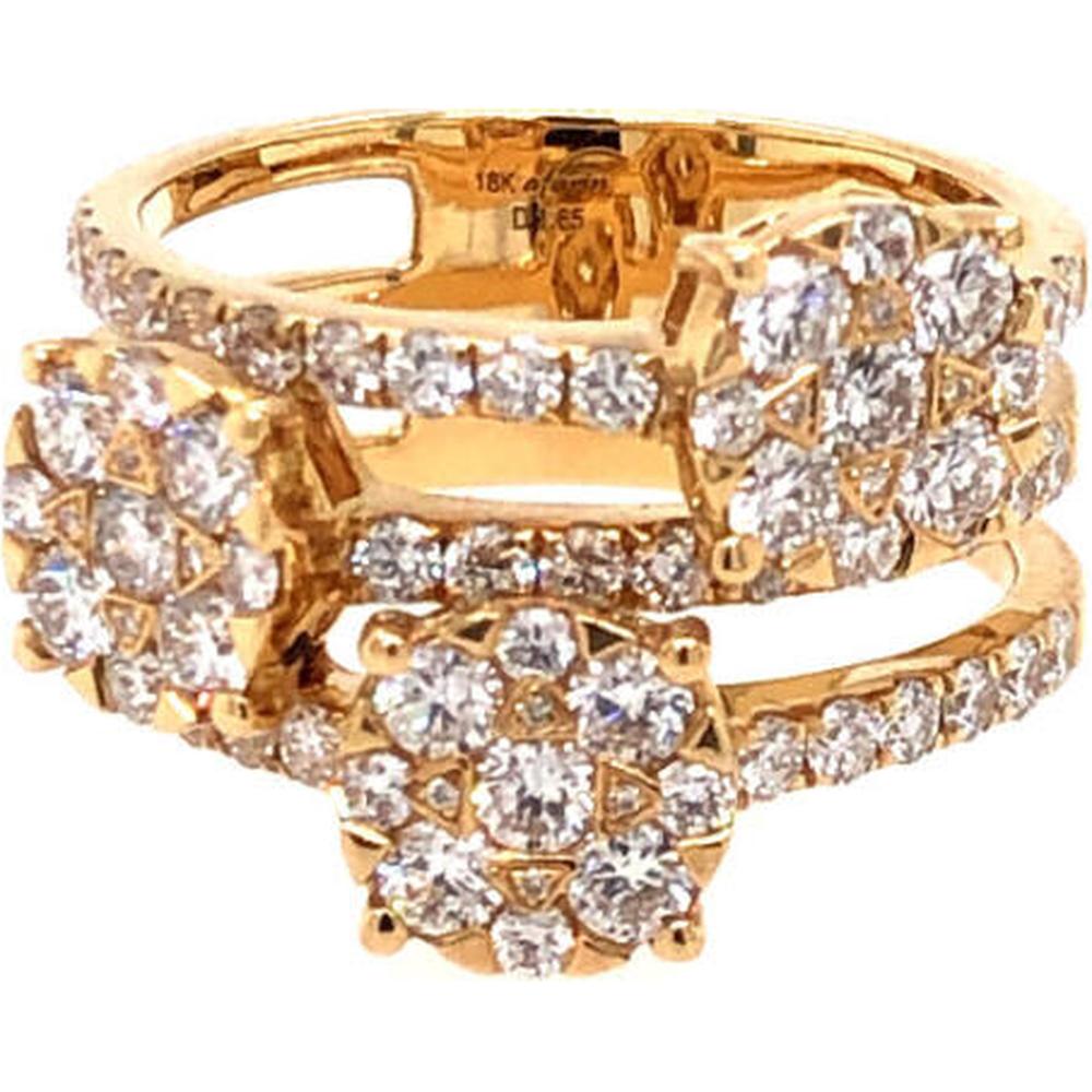 18K Yellow Gold Open Wrap Ring with Floral Cluster Round Diamonds by Afarin