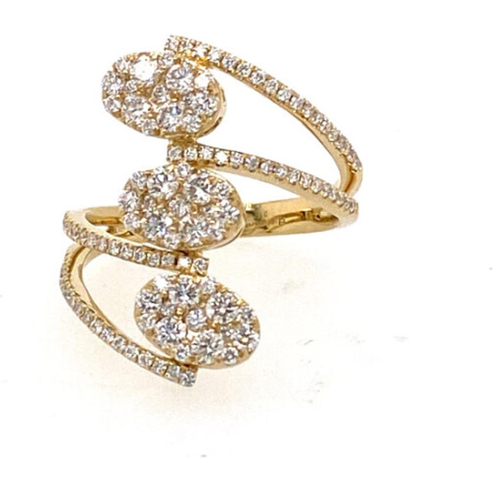 18K Yellow Gold Open Wrap Ring with Pear-Shaped Diamond Clusters and Pavé Diamond Bands by Afarin