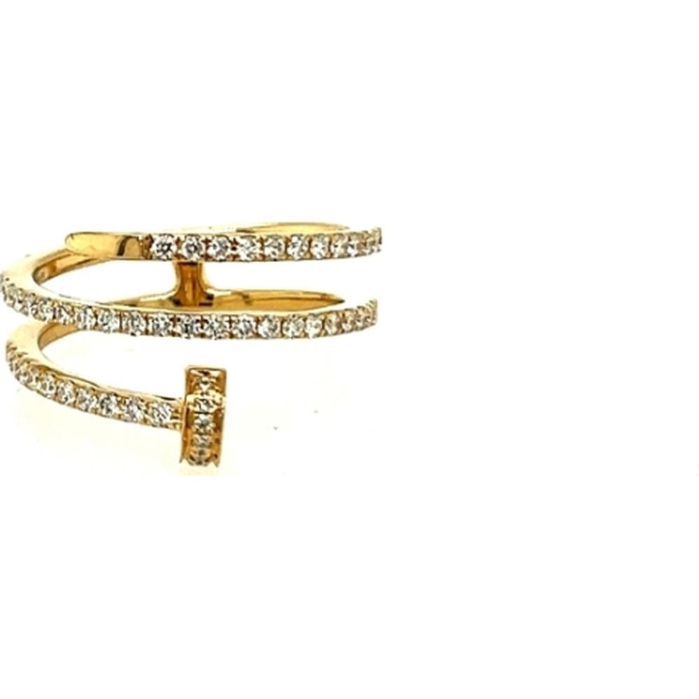 18K Yellow Gold Open Wrap Ring with Round Diamonds by Afarin