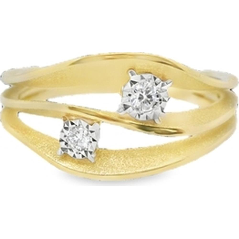 18K Yellow Gold Open Wrap Ring with Round Diamonds by Afarin