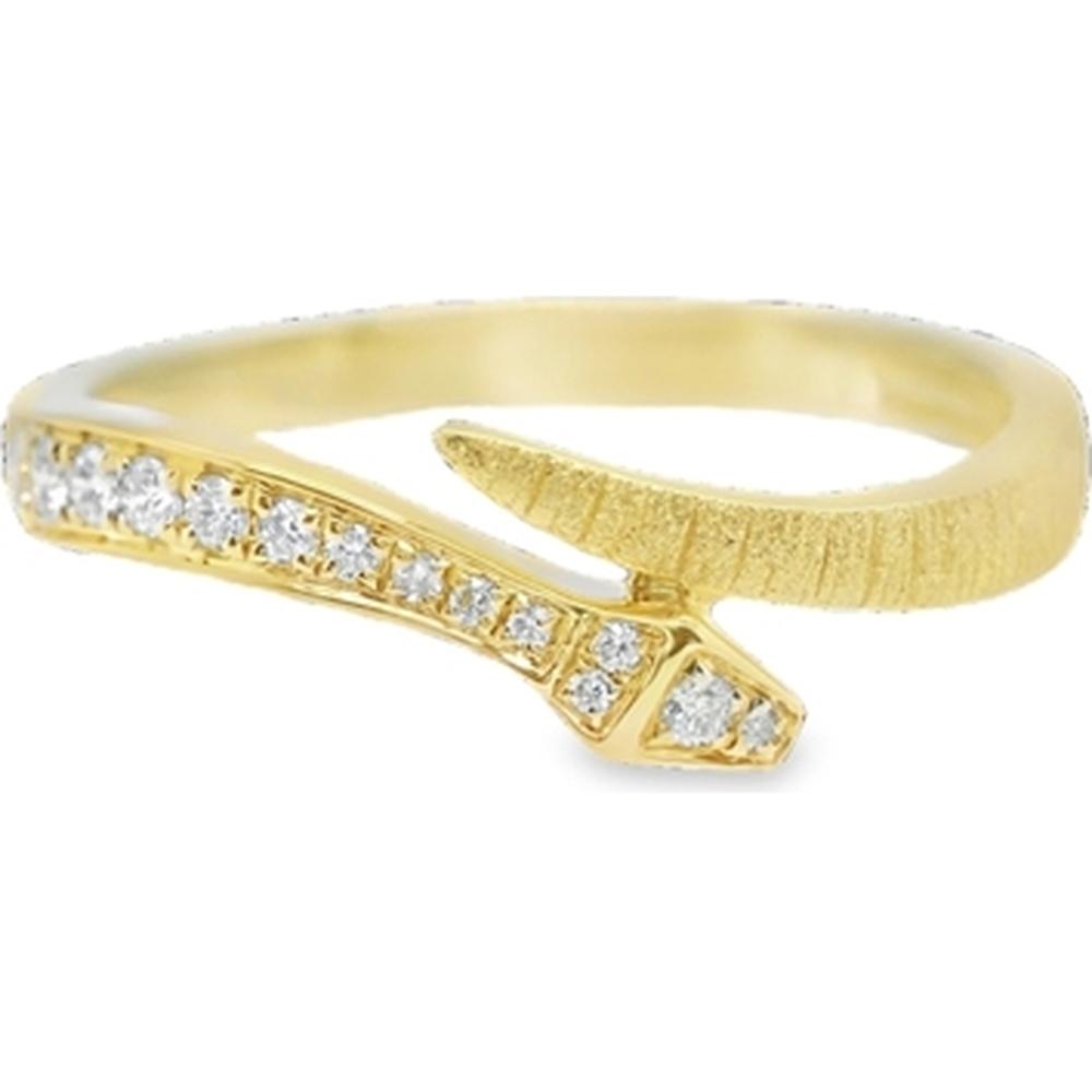 18K Yellow Gold Open Wrap Ring with Round Diamonds by Afarin
