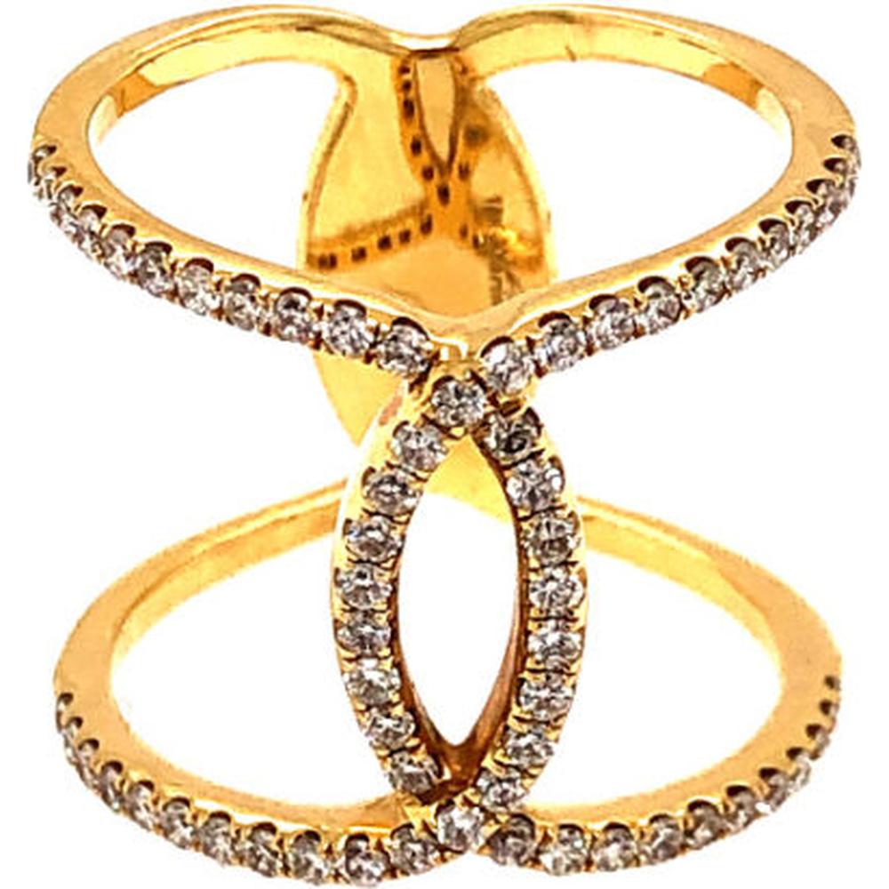 18K Yellow Gold Openwork Diamond Fashion Ring with Intersecting Marquise-Inspired Design by Afarin