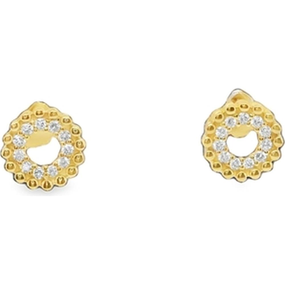 18K Yellow Gold Openwork Diamond Stud Earrings by Afarin