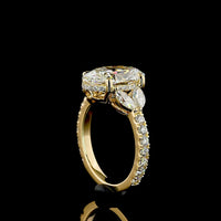 18K Yellow Gold Oval Cut Hidden Halo Ring with Marquise and Round Lab Diamonds - 4.01 Carat Center Stone, 5.07 Total Carat Weight - Covaloro Fine Jewelry