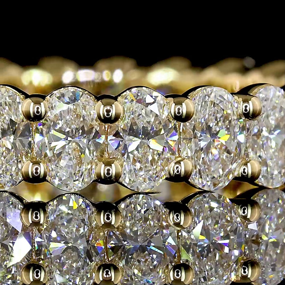 18K Yellow Gold Oval Cut Lab Diamond Eternity Band - 2.61 Carat Total Weight, E-F Color, VS Clarity, 24 Stones - Covaloro Fine Jewelry