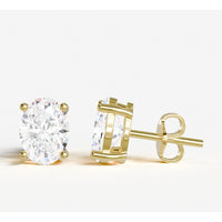 18K Yellow Gold Oval Cut Lab Diamond Stud Earrings with IGI Certified E-F VS2 Stones - 1.01 Carat Total Diamond Weight - Covaloro Fine Jewelry