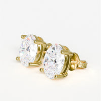 18K Yellow Gold Oval Cut Lab Diamond Stud Earrings with IGI Certified E-F VS2 Stones - 1.01 Carat Total Diamond Weight - Covaloro Fine Jewelry