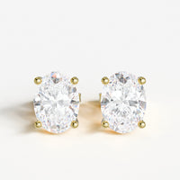 18K Yellow Gold Oval Cut Lab Diamond Stud Earrings with IGI Certified E-F VS2 Stones - 1.01 Carat Total Diamond Weight - Covaloro Fine Jewelry