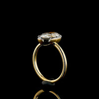 18K Yellow Gold Oval Cut Solitaire Ring with Black Rhodium Prong Bezel Setting - 2.87 Carat Lab Grown Diamond F VS2 IGI Certified - Covaloro Fine Jewelry