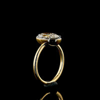 18K Yellow Gold Oval Cut Solitaire Ring with Black Rhodium Prong Bezel Setting - 2.87 Carat Lab Grown Diamond F VS2 IGI Certified - Covaloro Fine Jewelry