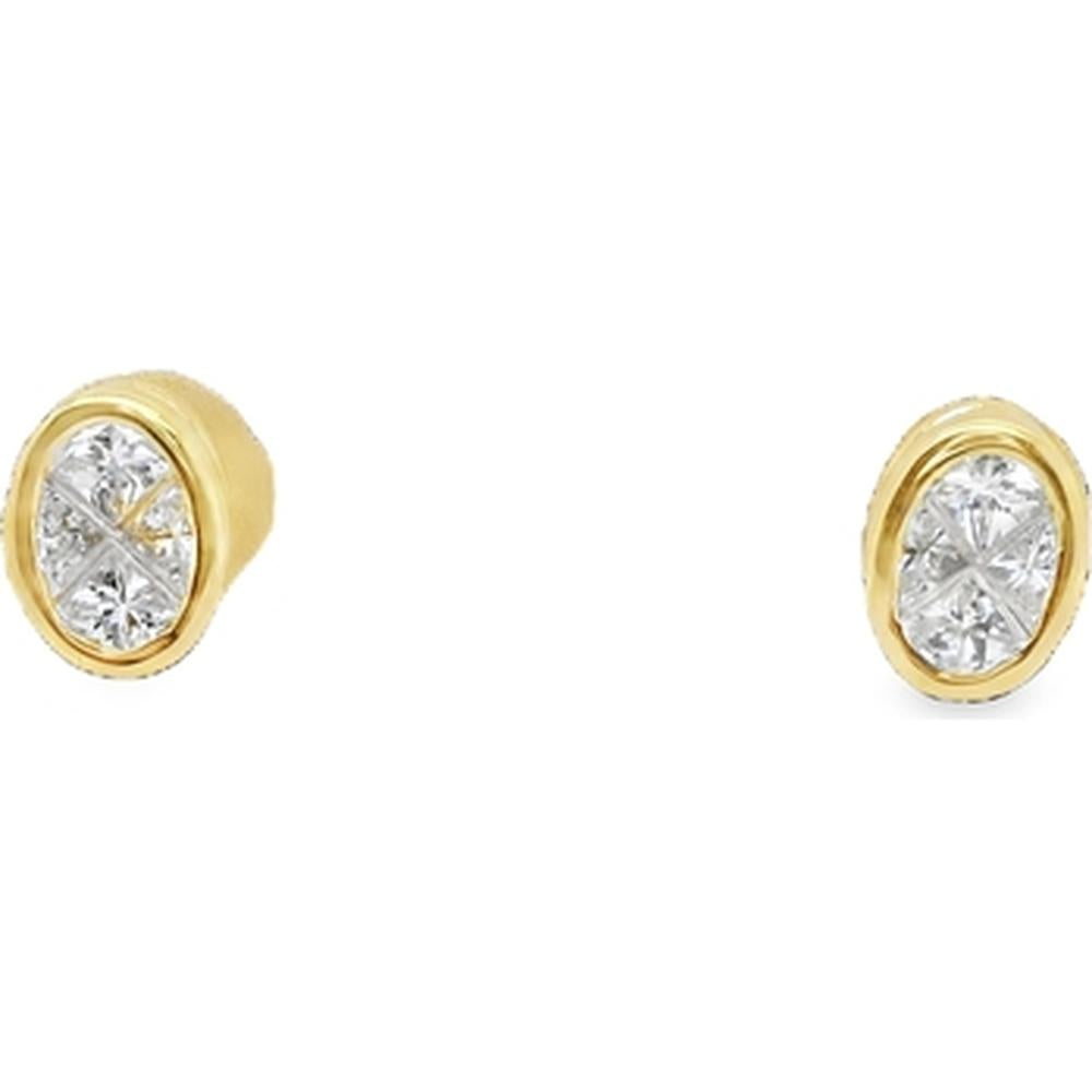 18K Yellow Gold Oval Diamond Stud Earrings by Afarin