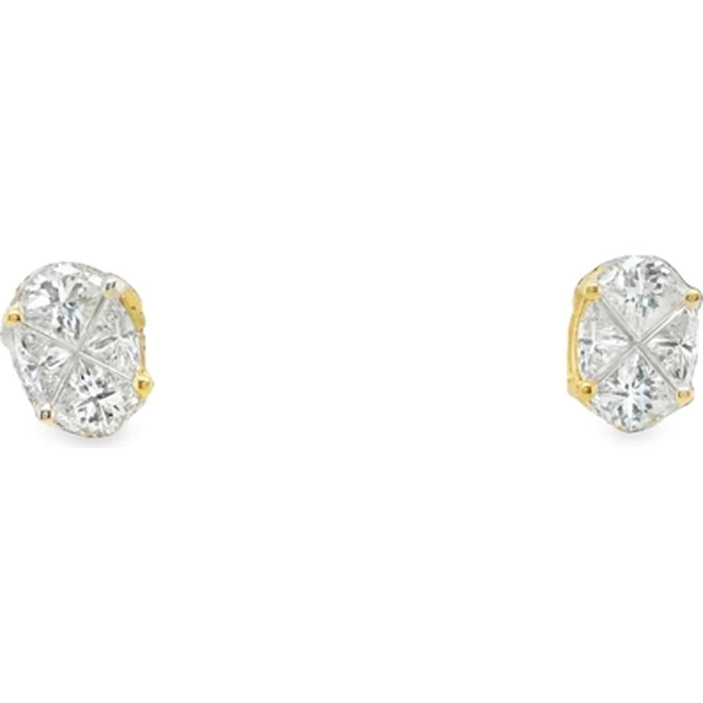 18K Yellow Gold Oval Diamond Stud Earrings by Afarin