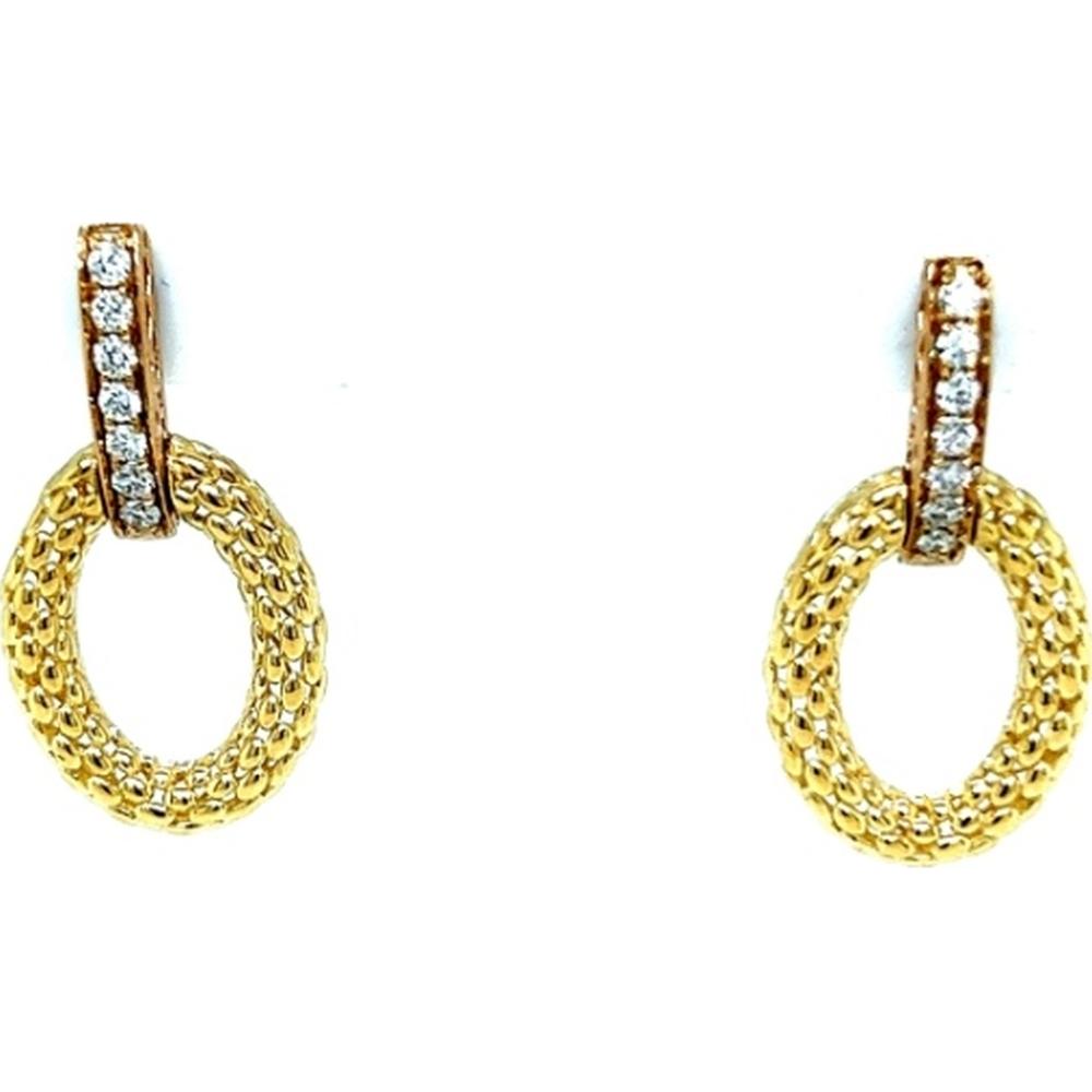 18K Yellow Gold Oval Drop Earrings with Diamond Accents by Afarin