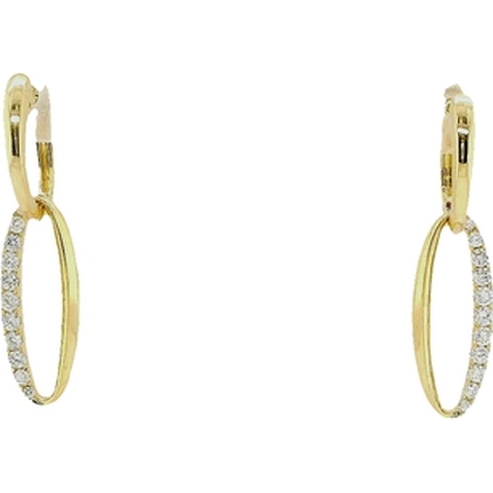 18K Yellow Gold Oval Drop Earrings with Diamond Accents by Afarin
