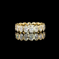 18K Yellow Gold Oval Lab Diamond Eternity Band with Bezel Setting - 2.61 Carat Total Diamond Weight, 18 Stones F VS2 - Covaloro Fine Jewelry