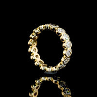 18K Yellow Gold Oval Lab Diamond Eternity Band with Bezel Setting - 2.61 Carat Total Diamond Weight, 18 Stones F VS2 - Covaloro Fine Jewelry