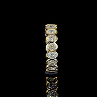 18K Yellow Gold Oval Lab Diamond Eternity Band with Bezel Setting - 2.61 Carat Total Diamond Weight, 18 Stones F VS2 - Covaloro Fine Jewelry