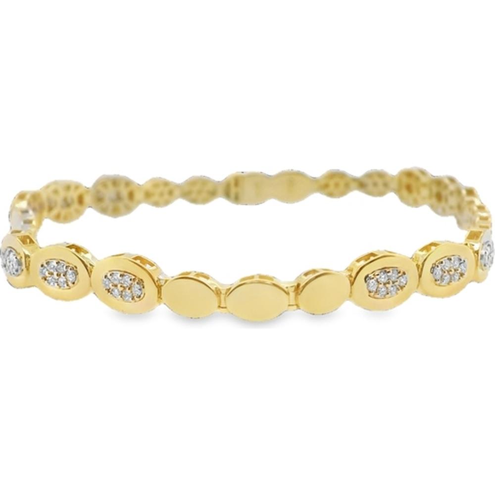 18K Yellow Gold Oval Link Bracelet with Diamond Accent Stations by Afarin