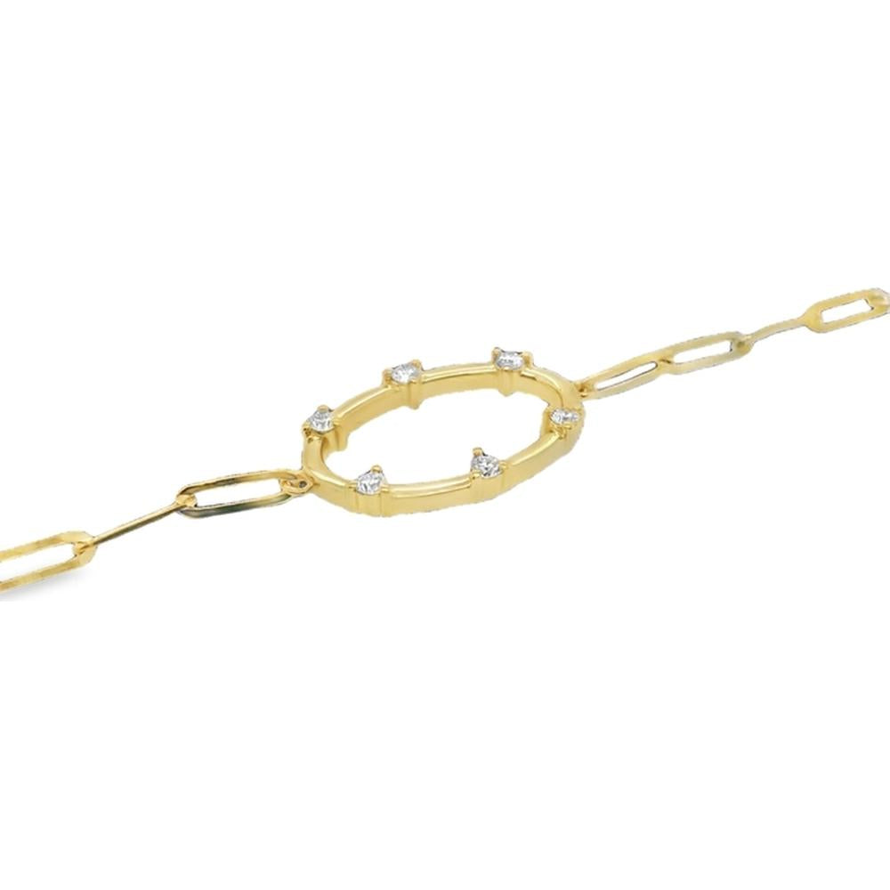 18K Yellow Gold Oval Link Diamond Bracelet by Afarin