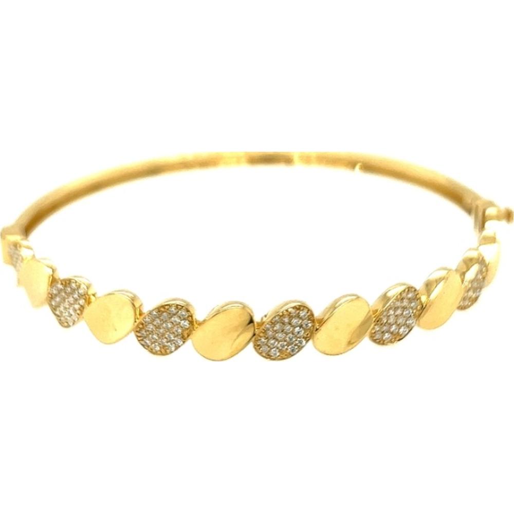 18K Yellow Gold Oval Motif Diamond Bangle Bracelet by Afarin
