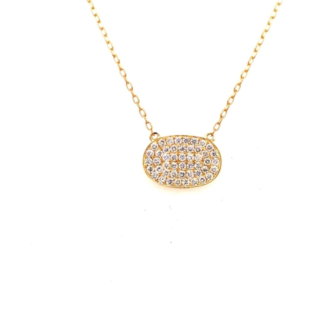 18K Yellow Gold Oval Pavé Diamond Pendant Necklace by Afarin