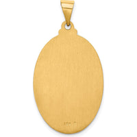 18K Yellow Gold Oval St. Christopher Medal Pendant with Satin and Polished Finish - 37.5mm