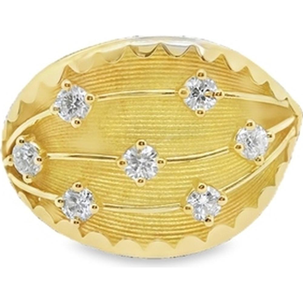 18K Yellow Gold Oval Statement Ring with Round Diamonds by Afarin