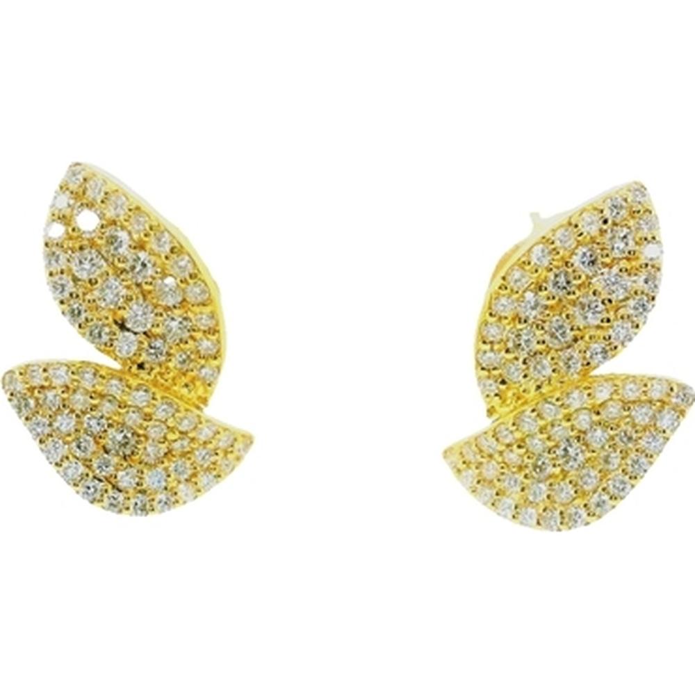 18K Yellow Gold Pavé Diamond Geometric Stud Earrings by Afarin