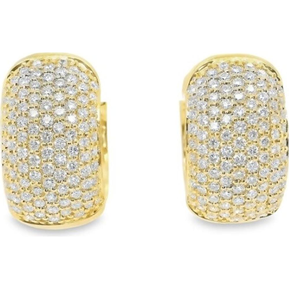 18K Yellow Gold Pavé Diamond Huggie Earrings with Round Brilliant Diamonds by Afarin