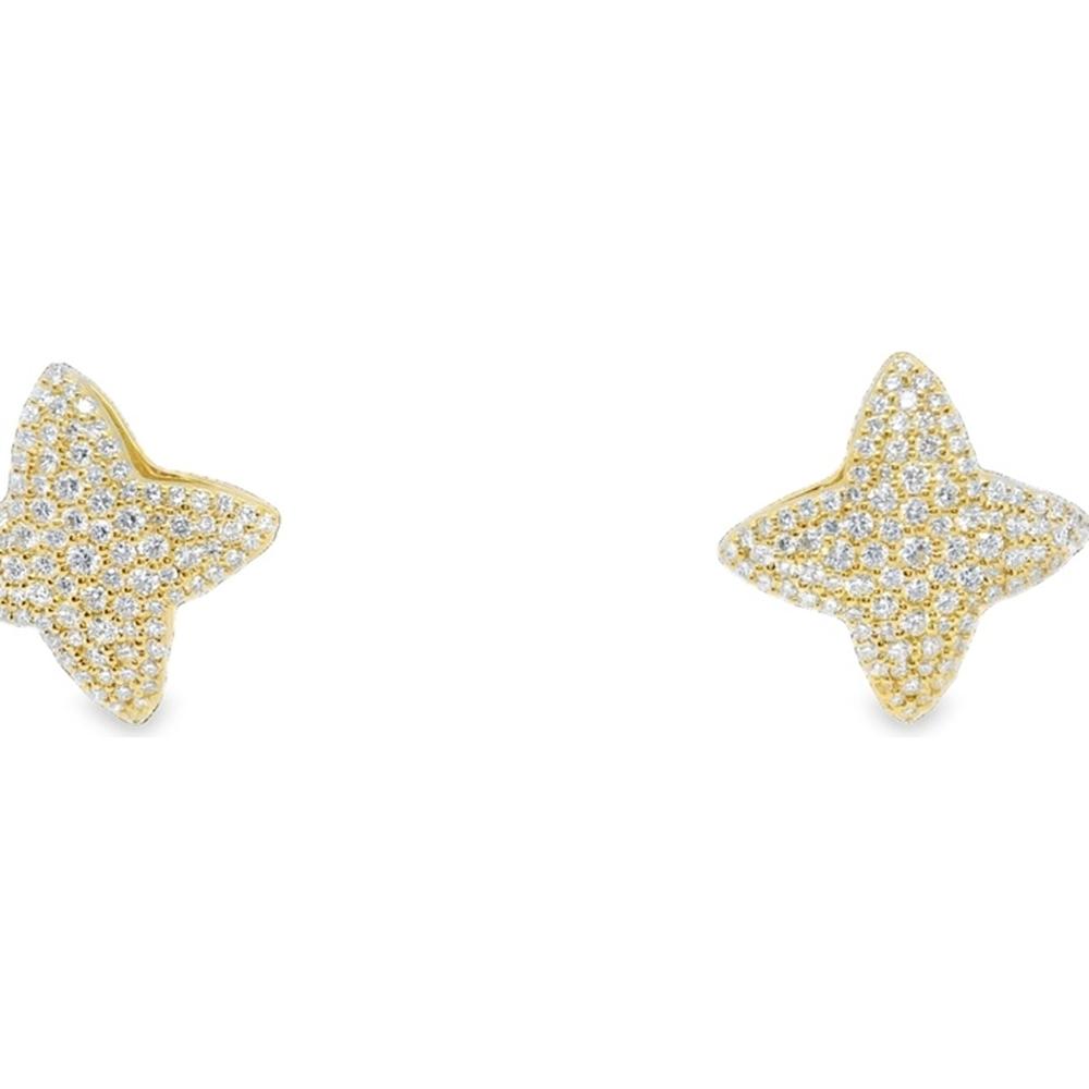 18K Yellow Gold Pavé Diamond Motif Stud Earrings by Afarin
