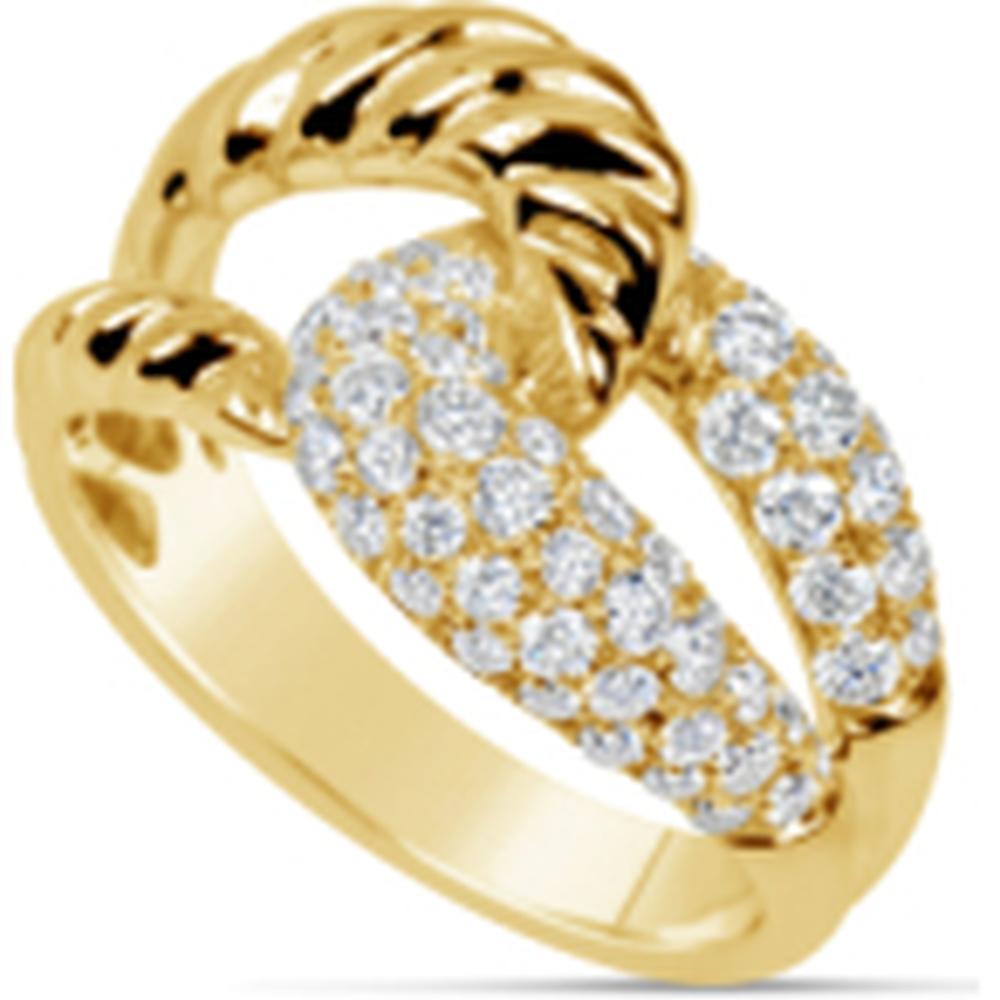 18K Yellow Gold Pavé Diamond Open Crossover Ring by Afarin