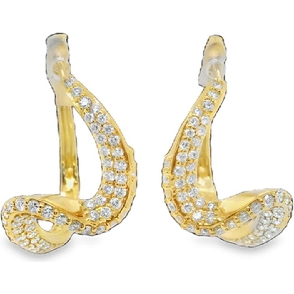 18K Yellow Gold Pavé Diamond Swirl Huggie Earrings by Afarin