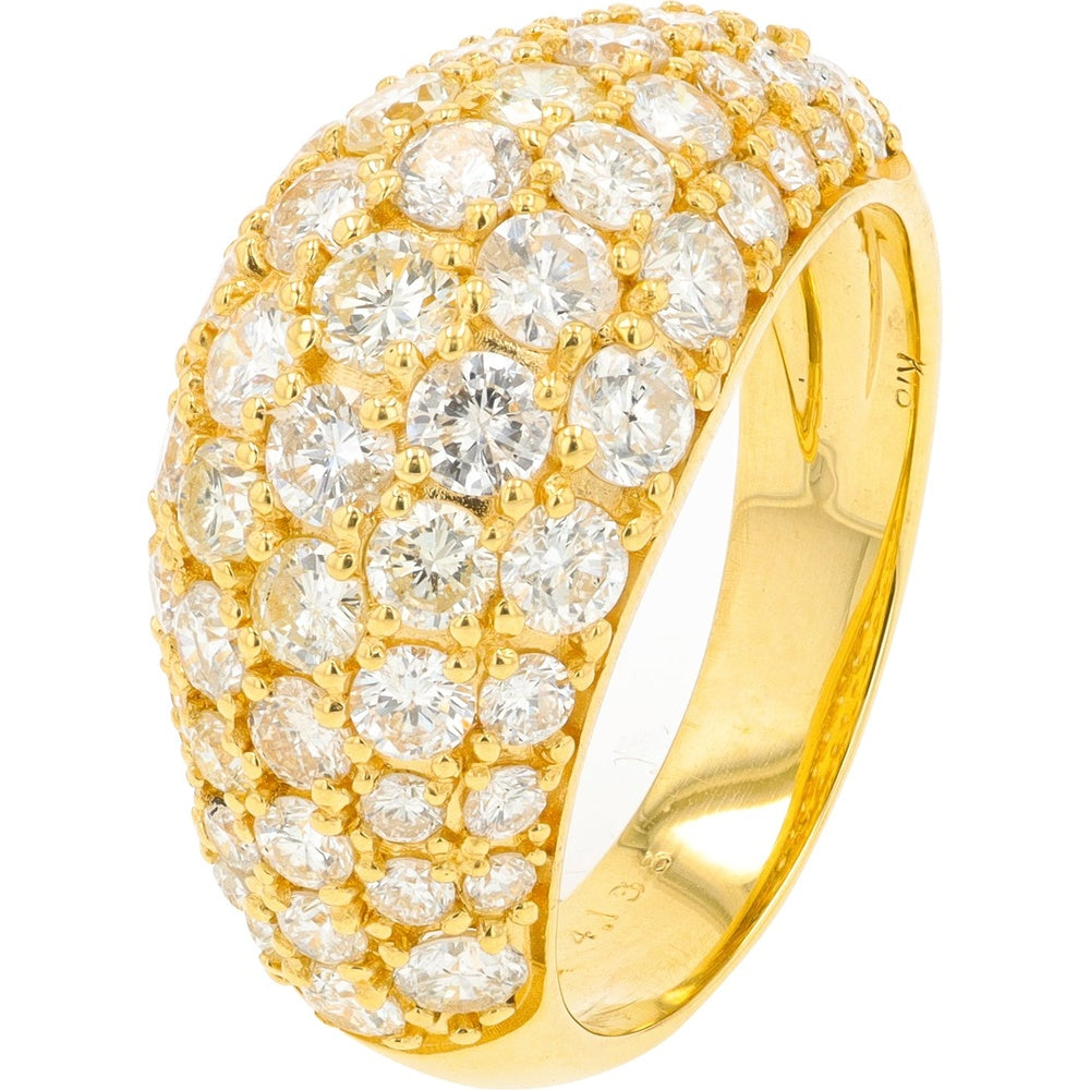 18K Yellow Gold Pavé Set Round Diamond Band Ring - 4.13 Carat Total Diamond Weight