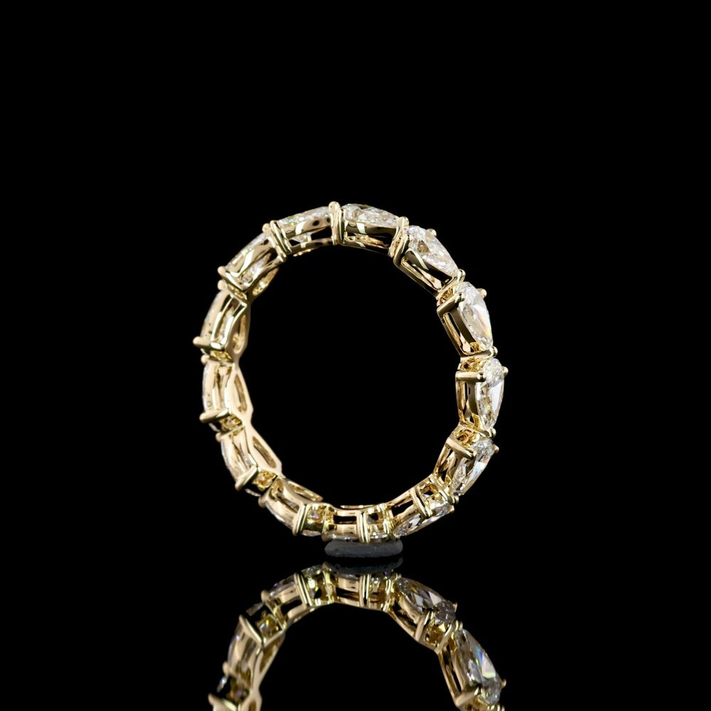 18K Yellow Gold Pear Shape Eternity Band with East-West Set Lab Diamonds - 2.02 Carat Total Diamond Weight - Covaloro Fine Jewelry