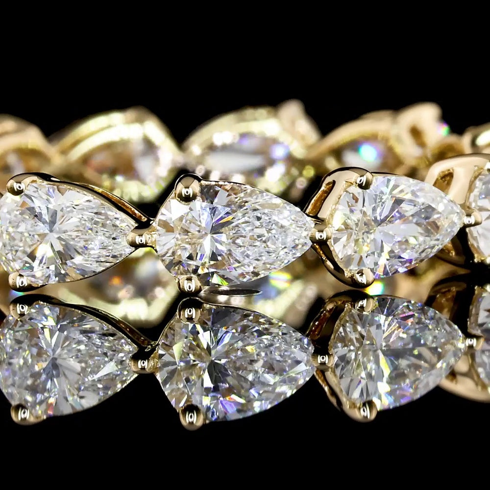 18K Yellow Gold Pear Shape Eternity Band with East-West Set Lab Diamonds - 2.02 Carat Total Diamond Weight - Covaloro Fine Jewelry