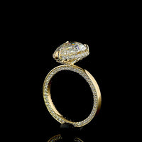 18K Yellow Gold Pear Shape Halo Ring with 3.02 Carat E VVS2 Lab Diamond Center and 0.81 Carat Brilliant Cut Lab Diamond Halo - 3.83 Carat Total Diamond Weight - Covaloro Fine Jewelry